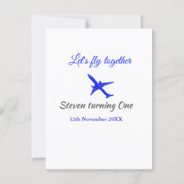 Cartão Postal Vamos voar juntos primeiro aniversário avião azul 