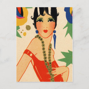Cartão Postal Vamp Art Déco, Flapper dos anos 20