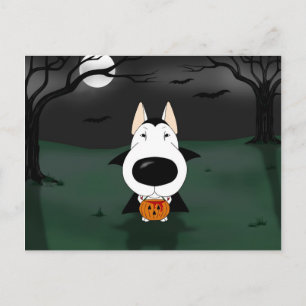 Cartão Postal Vampiro Bull Terrier Halloween