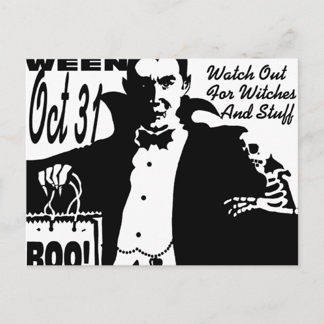 Cartão Postal Vampiro de Halloween (Frente)