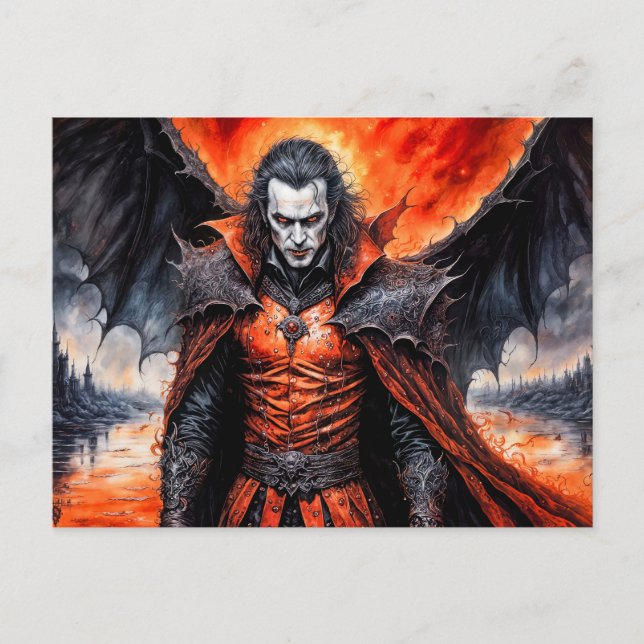 Cartão Postal Vampiro em Lua Vermelha (Frente)