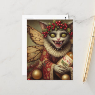 Cartão Postal Vampiro festivo Cat Natal