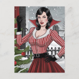 Cartão Postal Vampiro festivo Lady Christmas
