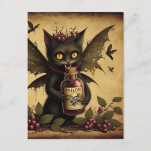 Cartão Postal Vampiro Gato Fada Veneno Vintagem