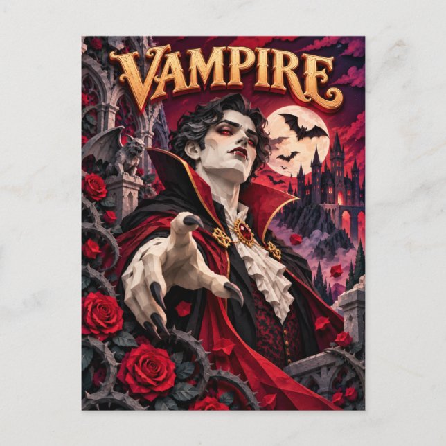 Cartão Postal Vampiro, Monstro de Corte de Papel (Frente)