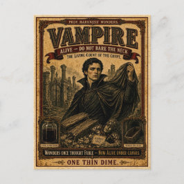Cartão Postal Vampiro, Monstro do Circo Vintage