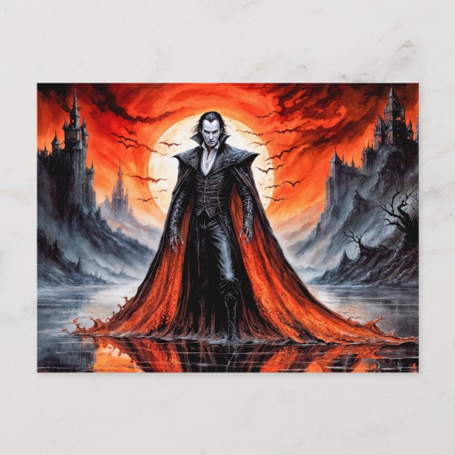 Cartão Postal Vampiro sob Luz Vermelha da Lua (Frente)