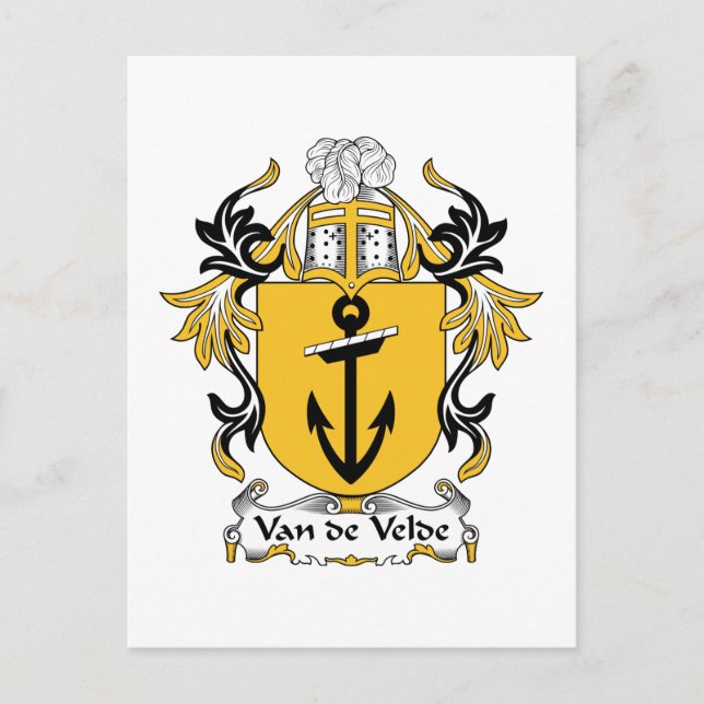 Cartão Postal Van de Velde Family Crest (Frente)