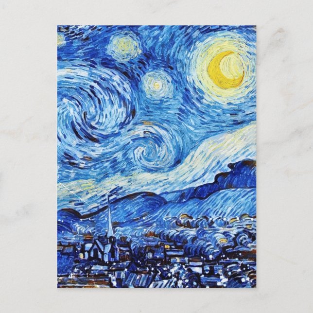 Cartão Postal Van Gogh - A Noite Estrelada - Natal Branco (Frente)