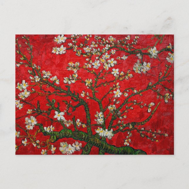 Cartão Postal Van Gogh Almond Blossoms Red (Frente)