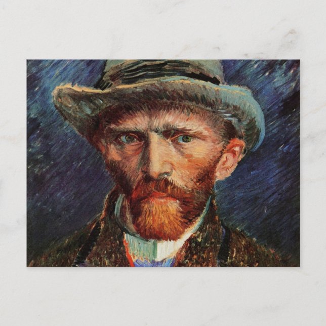 Cartão Postal Van Gogh; autorretrato com Cinza Felt Hat (Frente)