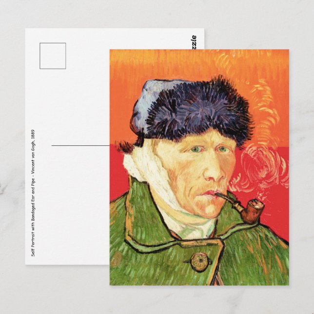 Cartão Postal Van Gogh - Autorretrato com Orelha Enfaixada e Cac (Frente/Verso)