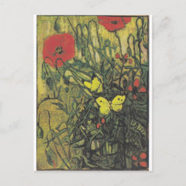 Cartão Postal Van Gogh Borboleta Flores Destino da Paz