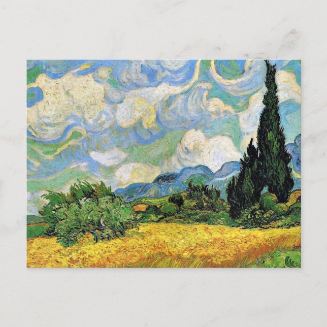 Cartão Postal Van Gogh - Campo de Trigo com Cipras (Frente)