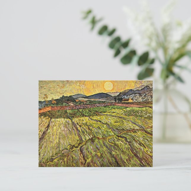 Cartão Postal Van Gogh - Campo fechado com Ascensão Sun (Em pé/Frente)