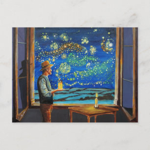 Cartão Postal Van Gogh e os vagalumes noturnos estrelados