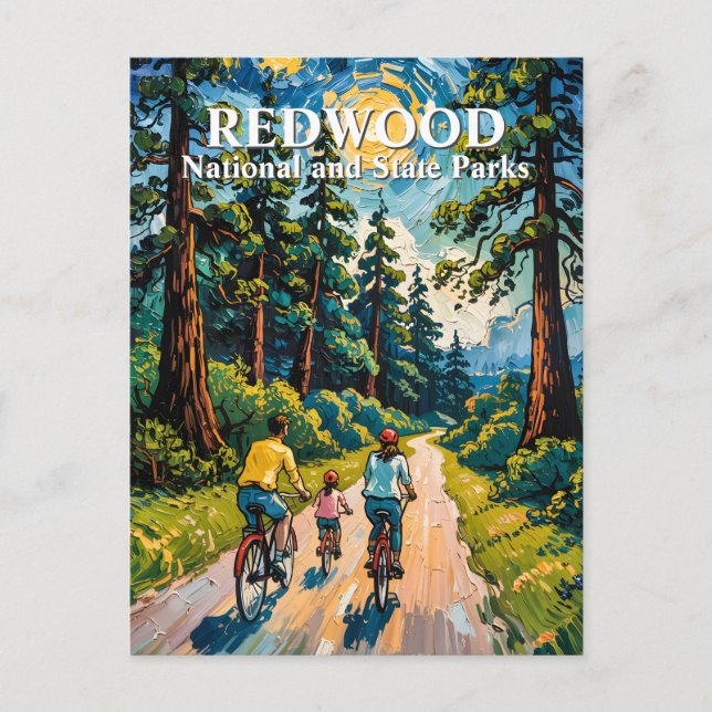 Cartão Postal Van Gogh Family Bike Ride Redwood National Park (Frente)