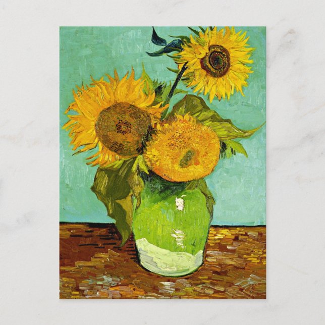 Cartão Postal Van Gogh - Girassóis, Três (Frente)
