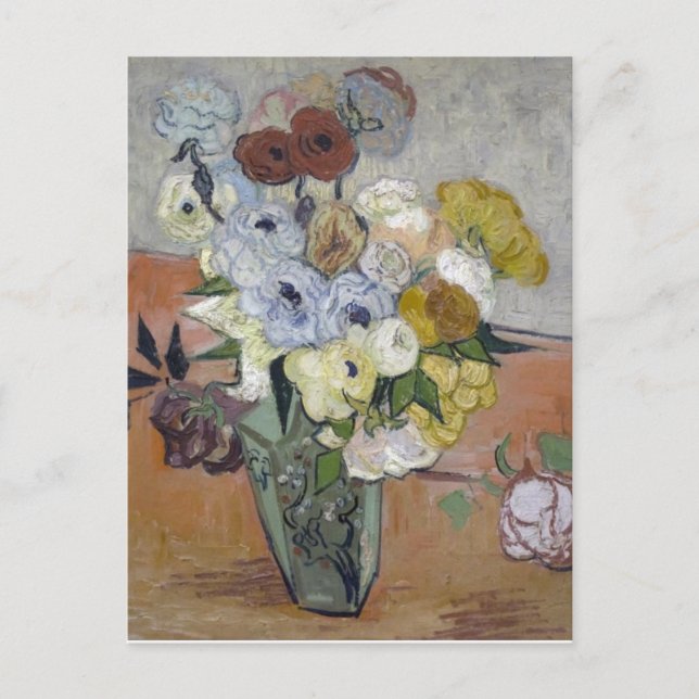Cartão Postal Van Gogh Japonês Vase com Rosas e Anêmonas (Frente)
