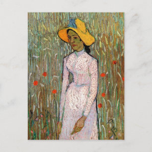Cartão Postal Van Gogh, Jovem Menina em Pé; Fundo de Trigo