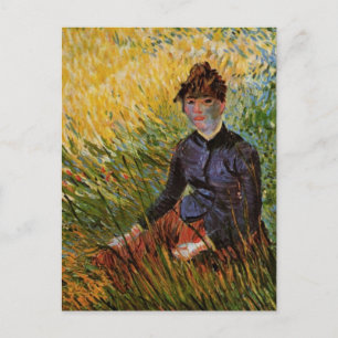 Cartão Postal Van Gogh; Mulher sentada em Grass, Vintage Fine Ar