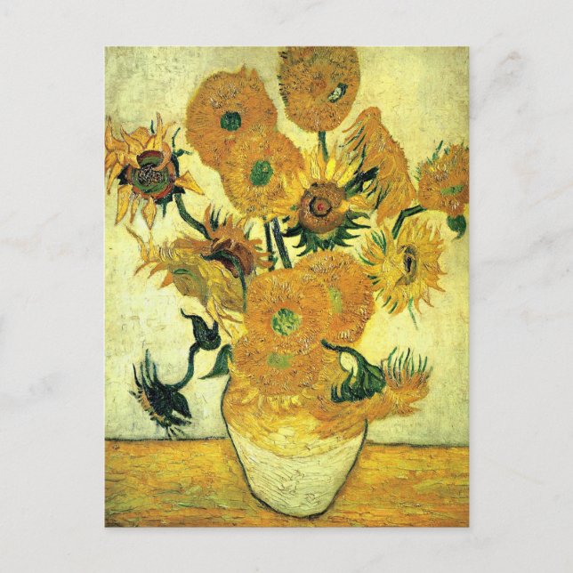 Cartão Postal Van Gogh - O Vaso de Vida Estável com 14 Girassóis (Frente)