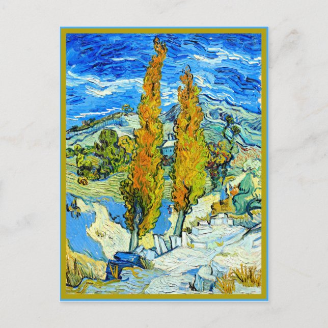 Cartão Postal Van Gogh - Os Poplars na Rua.-Remy, obra-prima (Frente)