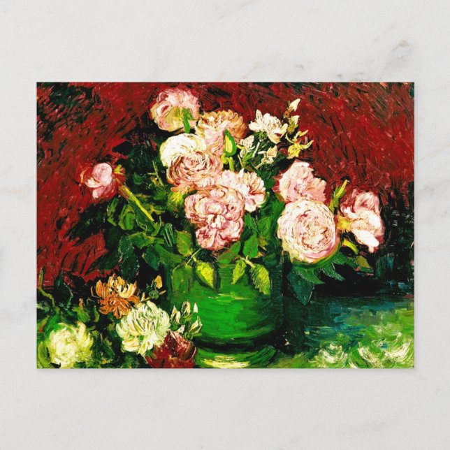 Cartão Postal Van Gogh Peonies e Rosas (Frente)
