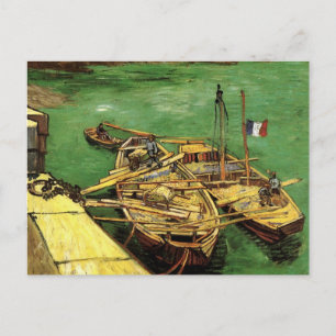 Cartão Postal Van Gogh Quay com Homens Descarregando Bargas de A
