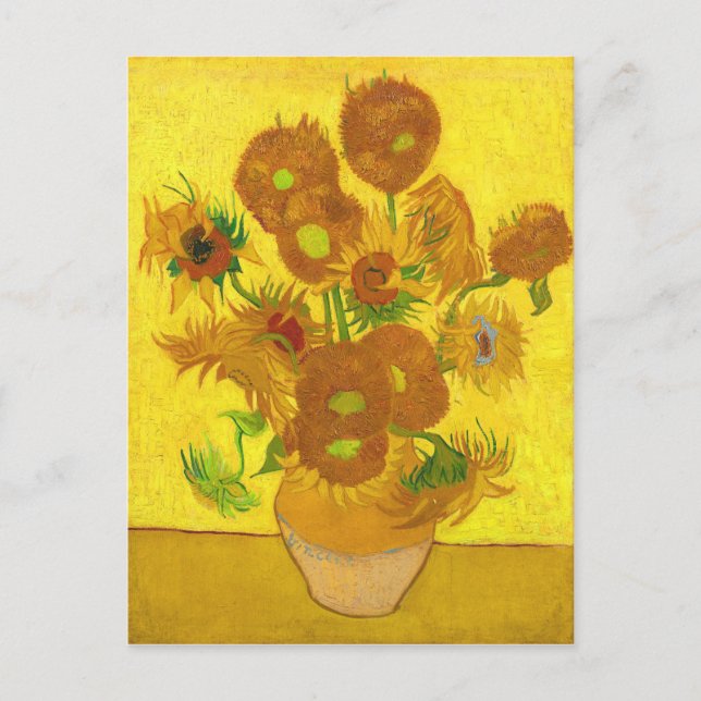 Cartão Postal Van Gogh Quinze Girassóis Em Uma Arte Bela Vaso (Frente)