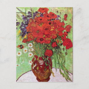Cartão Postal Van Gogh Red Poppies e Daisies Vintage Floral