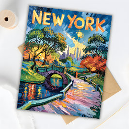 Cartão Postal Van Gogh Retro New York Central Park EUA Viagem