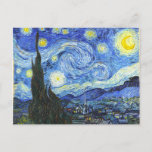 Cartão Postal VAN GOGH Starry Night<br><div class="desc">"van gogh vincent",  noite estrelada,  "pintura famosa",  vintage,  estrelas,  céu,  "bela arte",  azul</div>