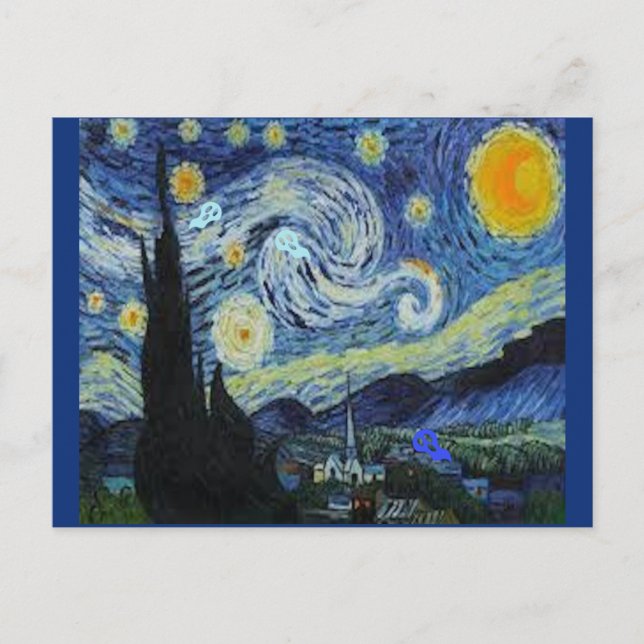 Cartão Postal Van Gogh - Starry Night - Art Parody,  (Frente)