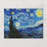 Cartão Postal Van Gogh Starry Night. Impressionismo arte vintage<br><div class="desc">Cartão postal Van Gogh "A Noite Estrelada".</div>