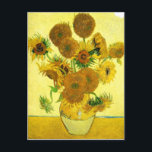 Cartão Postal Van Gogh Sunflower<br><div class="desc">Van Gogh Sunflower. Pintura a óleo na canvas de 1888. Vase com Quinze Girassóis é um dos mais amados trabalhos da vida de Vincent Van Gogh. O brilhante uso dos amarelos evoca calmamente o fim do verão. Um presente de excelente para fãs de girassóis, Van Gogh, impressionismo, e arte da...</div>