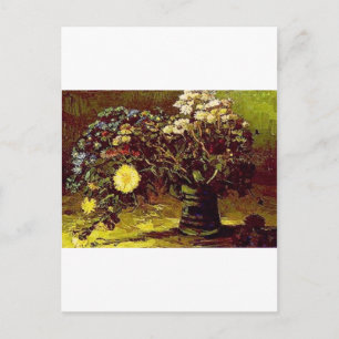 Cartão Postal Van Gogh Vase Blossoms Flores Vintage Painting