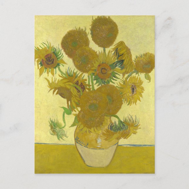 Cartão Postal Van Gogh Vase com 15 Galeria de GirassóisHD (Frente)