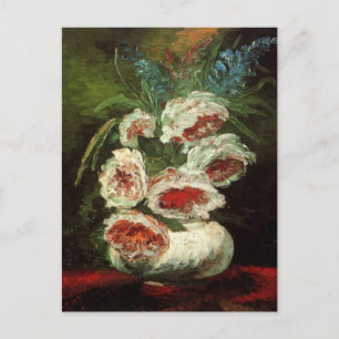 Cartão Postal Van Gogh Vase com Peonies, Vintage Fine Art