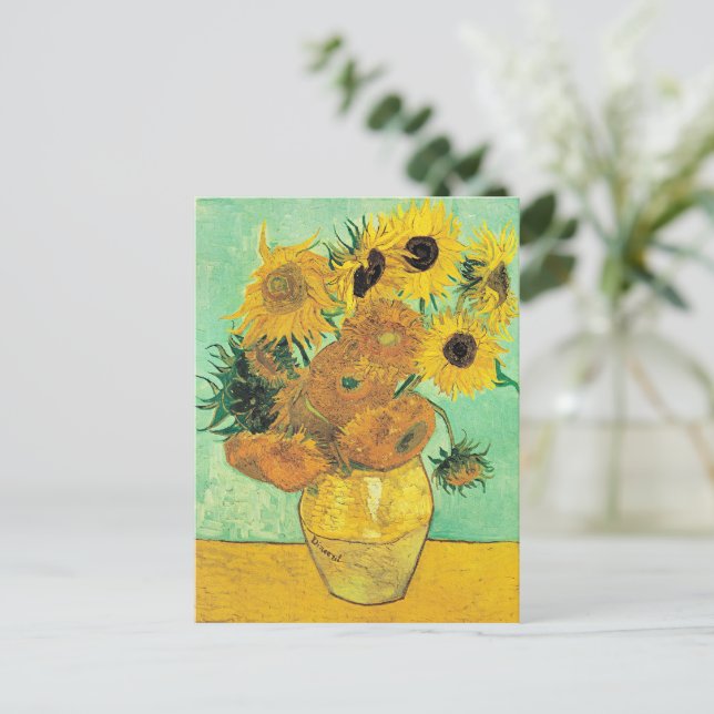 Cartão Postal Van Gogh - Vaso com 12 Girassóis (Em pé/Frente)