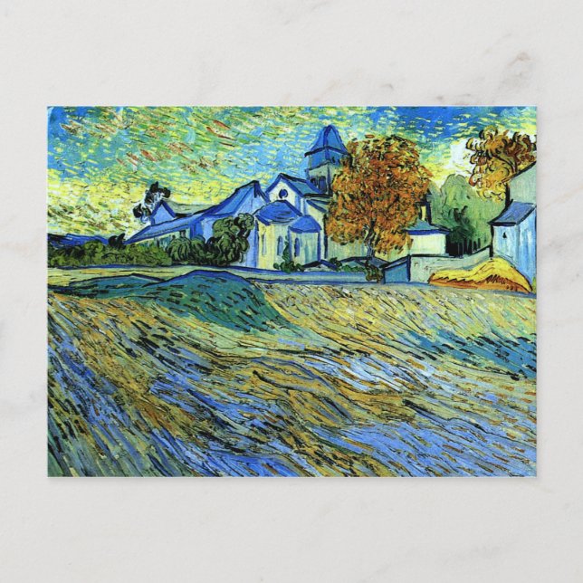 Cartão Postal Van Gogh - Vista da Igreja do Santo Paul Postcard (Frente)