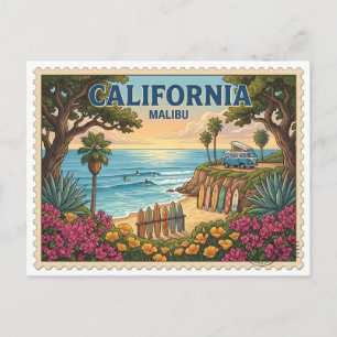 Cartão Postal Van Vintage de Praia de Surf da Califórnia em Mali