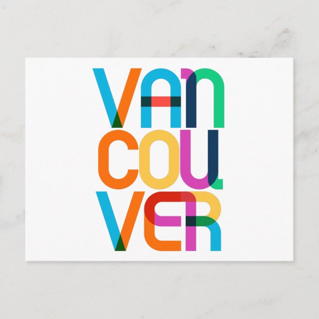 Cartão Postal Vancouver Canada Pop Art Letters (Frente)
