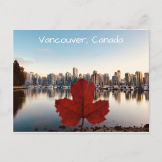 Cartão Postal Vancouver Canada Red Maple Leaf Skyline