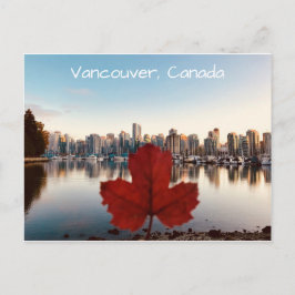 Cartão Postal Vancouver Canada Red Maple Leaf Skyline
