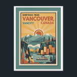Cartão Postal Vancouver Canada Retro Travel Postcard – 1930s<br><div class="desc">Vancouver Canada Retro Travel Postcard – 1930s Style Colorful Graphic Design Greeting, Vintage Inspired Travel Souvenir Art, Vibrant POD Description: Send a splash of vintage wanderlust with this Vancouver, Canada retro-inspired greeting postcard! Designed in a bold 1930s travel poster style, this artistic rendering captures the charm and adventure of classic...</div>
