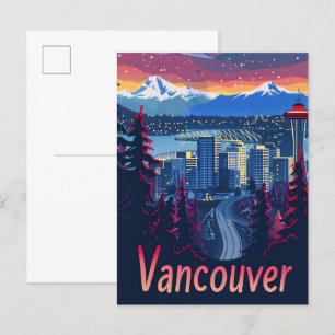 Cartão Postal Vancouver Canada Vintage - Ilustração do Viagem re