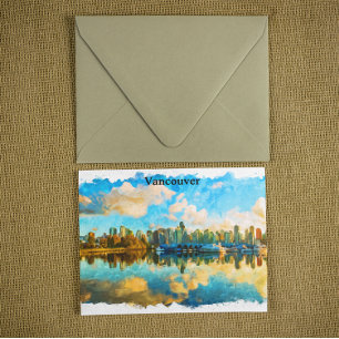 Cartão Postal Vancouver Canadá, Vista Panorama Colorida