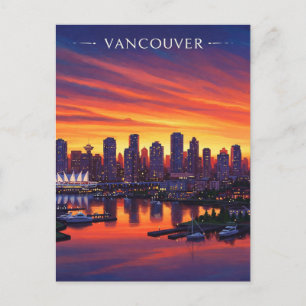 Cartão Postal Vancouver Skyline Canadá Sunset Viagem