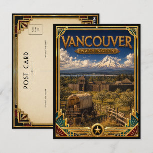 Cartão Postal Vancouver Washington Arte Deco Vintage Idade Doura